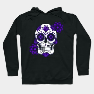 Purple Floral Sugar Skull Flowers Hoodie